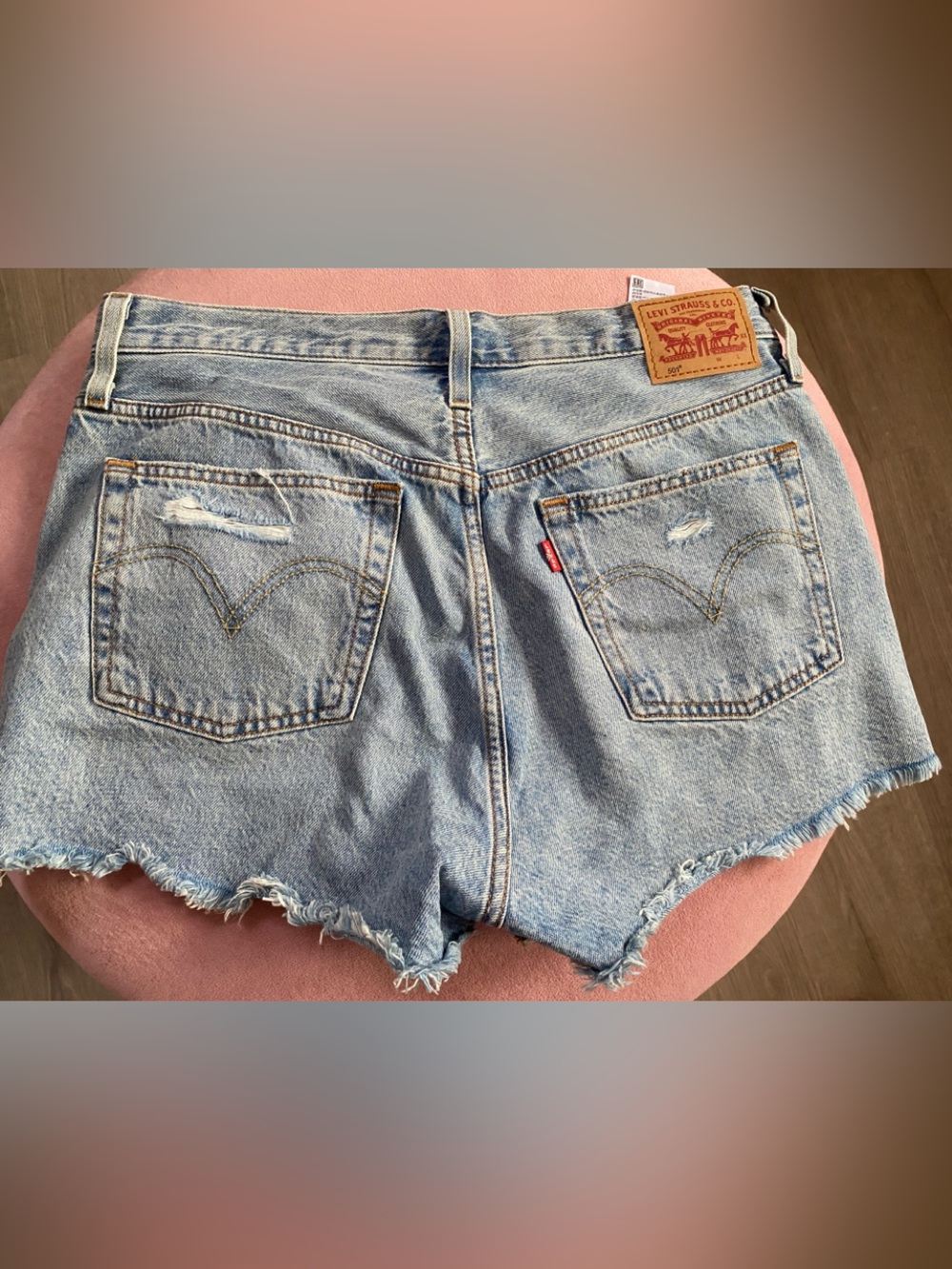 Levi's Light Blue Distressed Denim Cutoff Shorts